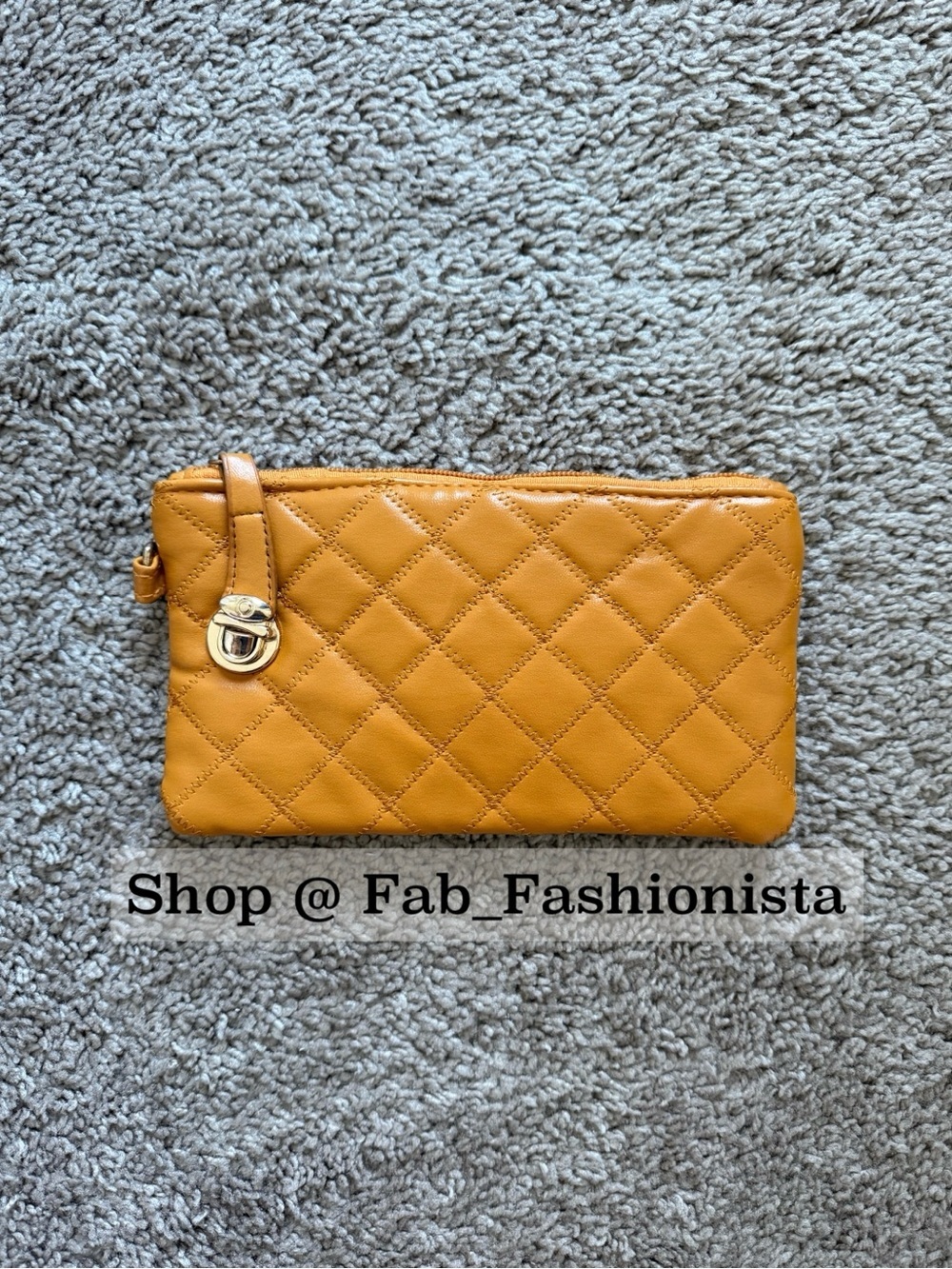 Quilted Mustard Wristlet Clutch - Picture 8 of 8